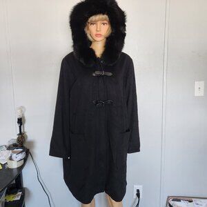 #641 Wool blend hooded/fox coat